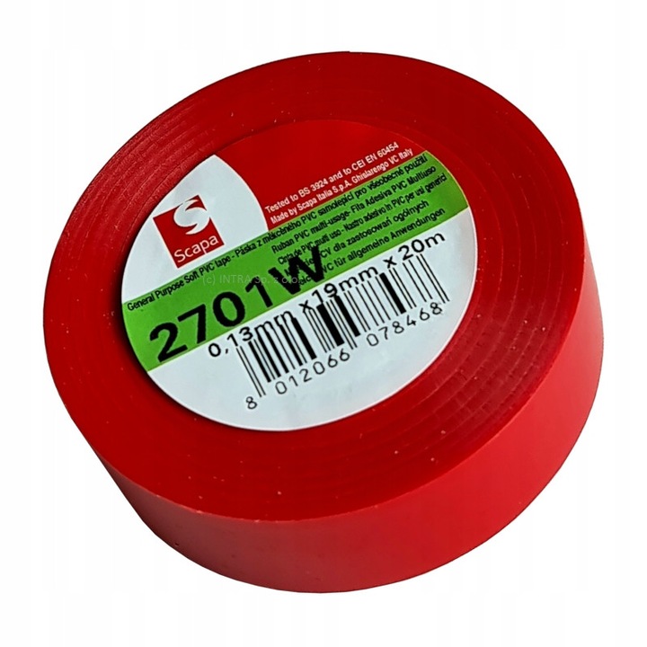 Banda izolatoare PVC 2701W 19mm/20m rosie, auto-stingere, originala