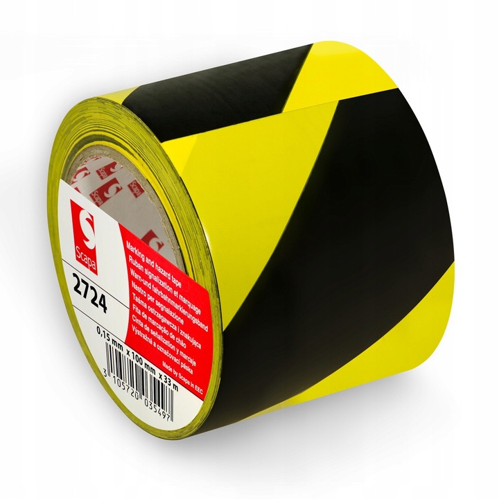 Figyelmeztető szalag SCAPA 2724 Sárga-Fekete PVC 100mm x 33m