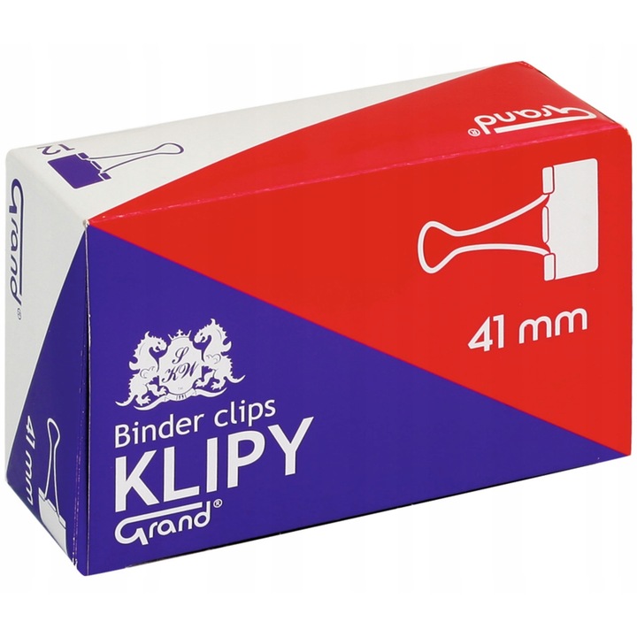 Set 12 agrafe Metalice Birou GRAND 41mm, Negru-Argintiu