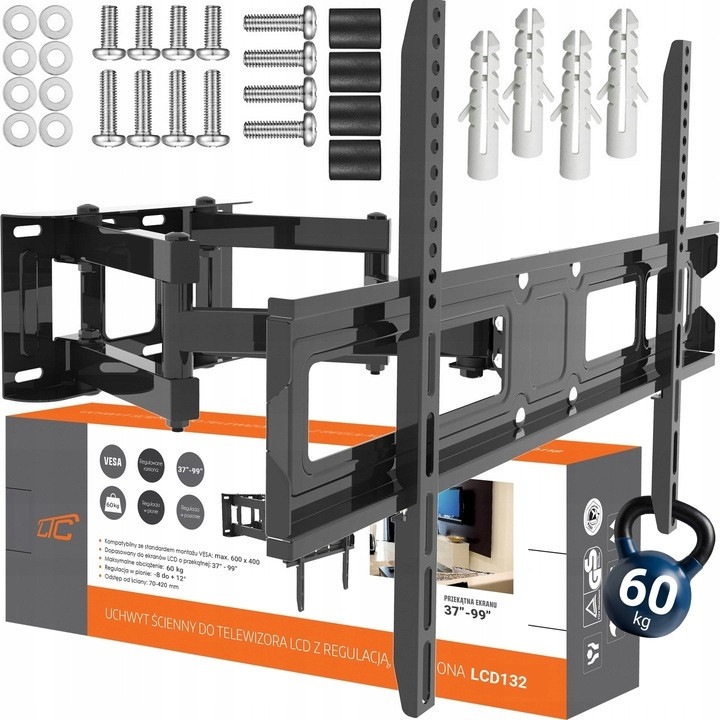 Стойка за телевизор, въртяща се на стена 37-99" универсална, товароносимост 50кг