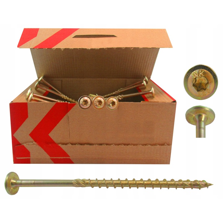 Suruburi Lemn 8x200mm, Cap Talger, Torx, Zinc Galben 50 buc