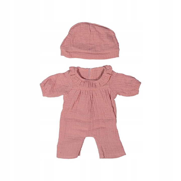 Pijama roz Roz Muselina cu Caciulita pentru Papusa 38 cm