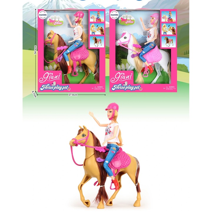 Mamido Baba lóval és rózsaszín kiegészítőkkel, szőke MT1180