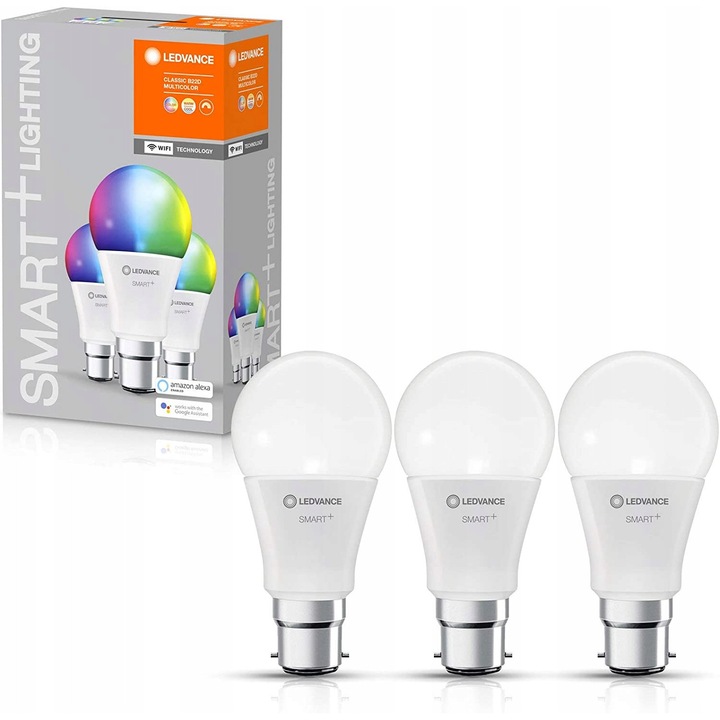LEDVANCE Smart LED RGB izzók, 9W, B22d, 3 darabos készlet