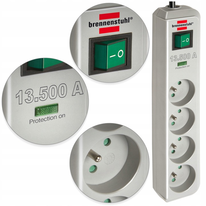Разклонител Anty-Przepięciowy Brennenstuhl Eco-Line сив 4 награди 1,5 м