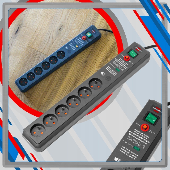 Prelungitor cu protectie impotriva supratensiunii, 6 prize, 3m, antracit, Brennenstuhl