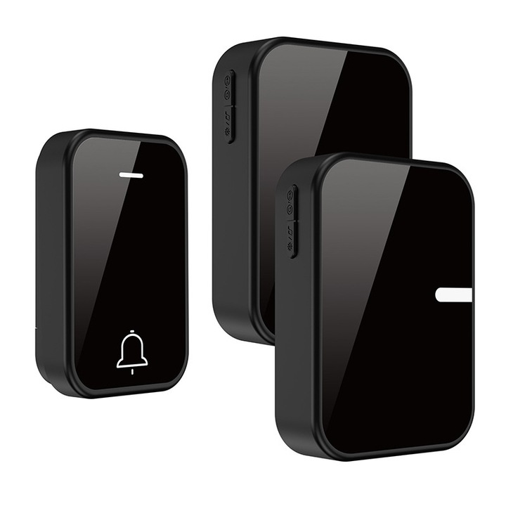 Sonerie wireless Duueyct, fara baterii, raza 150m, rezistenta la apa, sunet Ding Dong, set 1 buton 2 receptoare