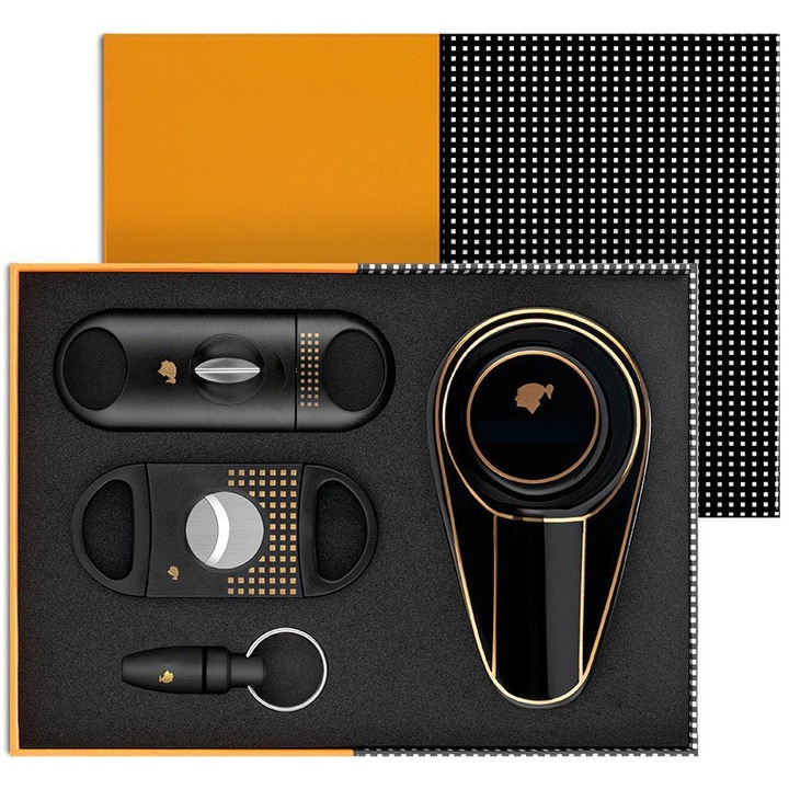 Set accesorii trabuc Omelivon, 4 piese, negru, compact, portabil