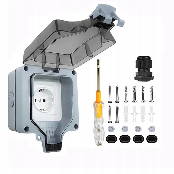 Priza Exterioara IP66 Rezistenta la Apa pentru Gradina, 1 Priza, 220V