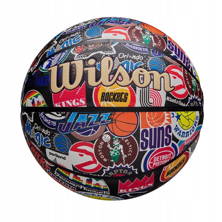 Баскетболна топка Wilson NBA All Team Retro, топка от композитна кожа, устойчива на износване, унисекс, многоцветна, размер 7