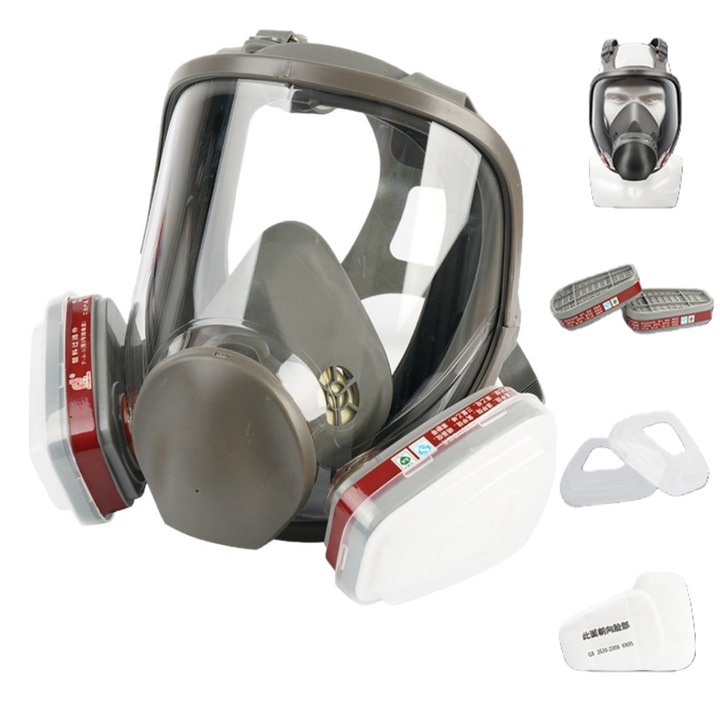Masca de protectie completa 6800, Fantasy, reutilizabila, pentru protectie impotriva gazelor toxice, Include 2 filtre cu particule anti-gaz, vapori de vopsea si noxe, 20 filtre din bumbac, 2 capace de filtru