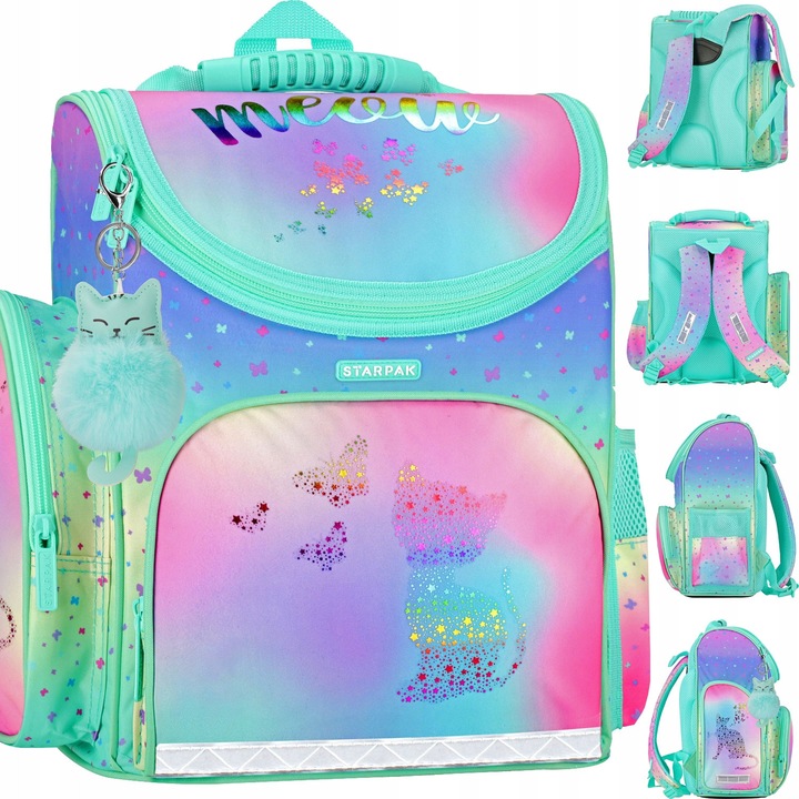 Rucsac școlar Starpak Ombre Kitty, 18L, 37x31.5x22cm, multicolor, pentru fete