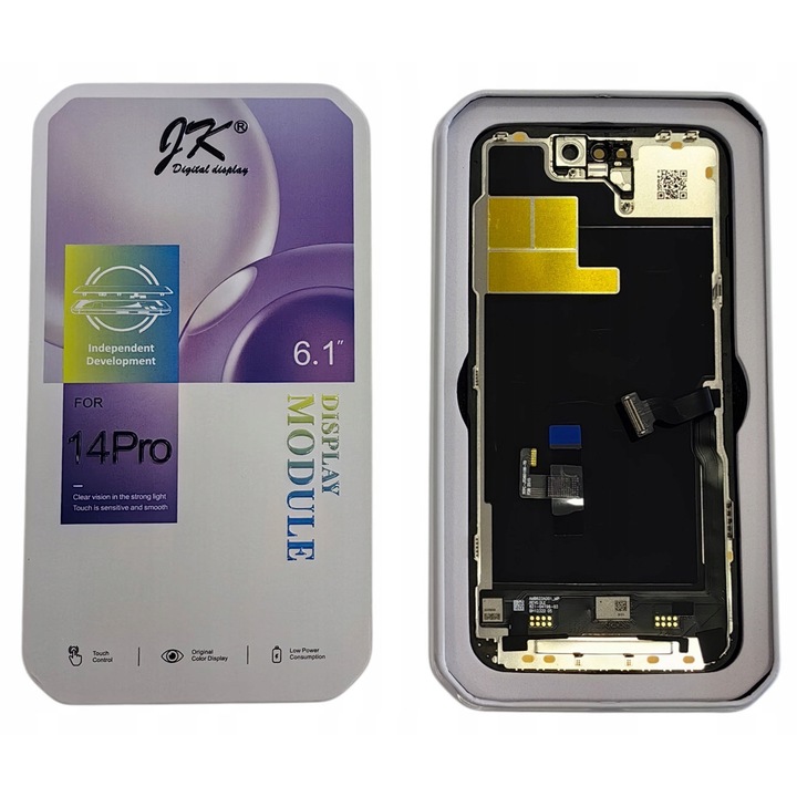 Дисплей LCD JK за iPhone 14 Pro, 6,1'', мултитъч, защитно фолио, нов