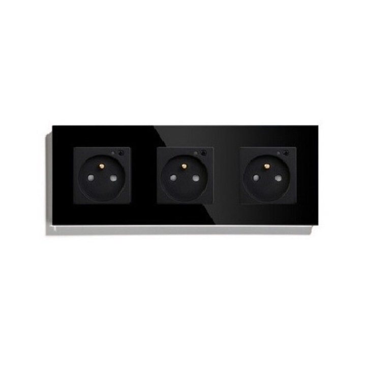 Priza Inteligenta WiFi Sticla Neagra Tuya 3 Module