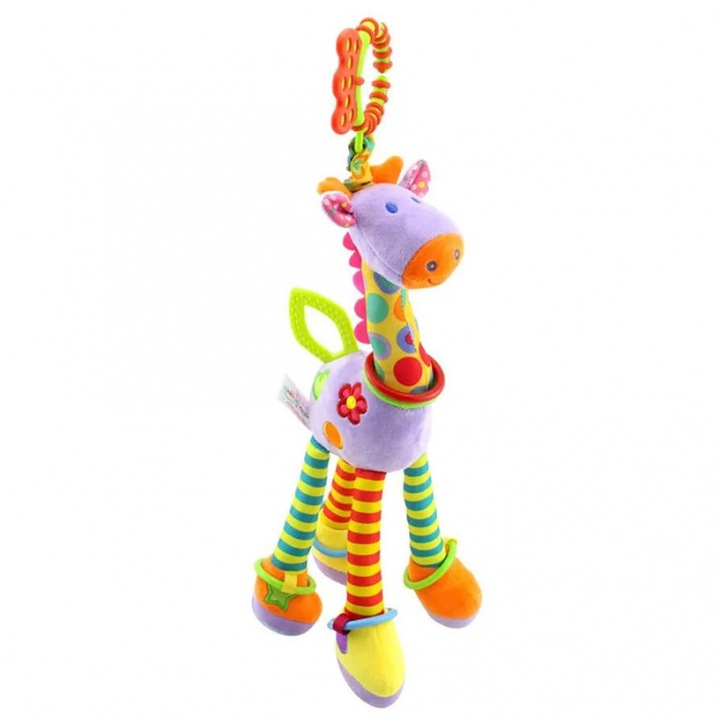 Jucarie de plus Visunso, girafa, multicolor, 37x13cm, pentru baieti si fete