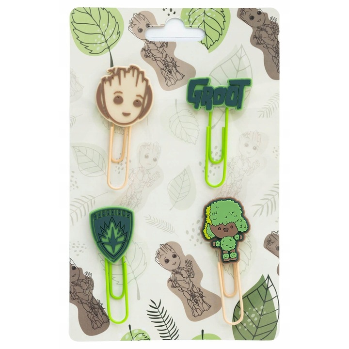 Set 4 agrafe birou Groot, design unic, metal si PVC