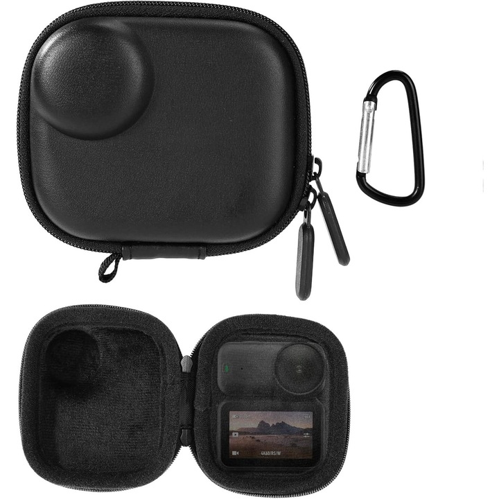 Carcasa de transport pentru camera Osmo Nano, impermeabila, cu carabina, neagra