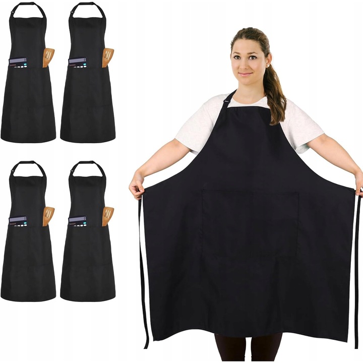 Set 4 Sorturi Negre Profesionale cu Buzunar - Gastronomie