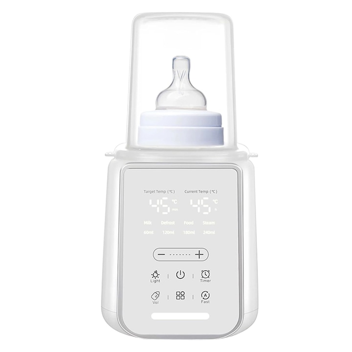 Incalzitor biberoane, Multifunctional 8 in 1, Duueyct, Sterilizator, Incalzire rapida, Dezghetare, Temperatura constanta 48 H, Afisaj LED, Ecran Tactil, Lumina de noapte, Fara BPA, Temporizator, Alb