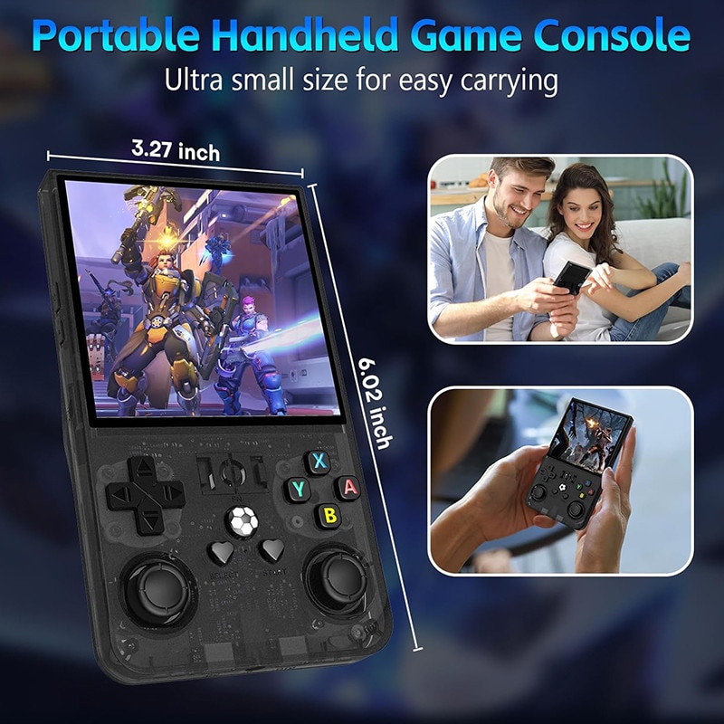 Consola de jocuri portabila R36 MAX, Omelivon, 4.0" IPS, 64GB, 18.000+ jocuri preinstalate, 30+ simulatoare, Sistem Linux, Baterie 4000mAh, Arcade portabila de buzunar, Joystick-uri 3D, Multiplayer Wireless, Lesire Video/Audio, Negru