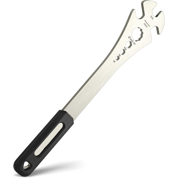 Cheie pedala bicicleta 4 in 1, lungime 320mm, 15mm si 9/16 inch, 6-8-10mm, din otel durabil