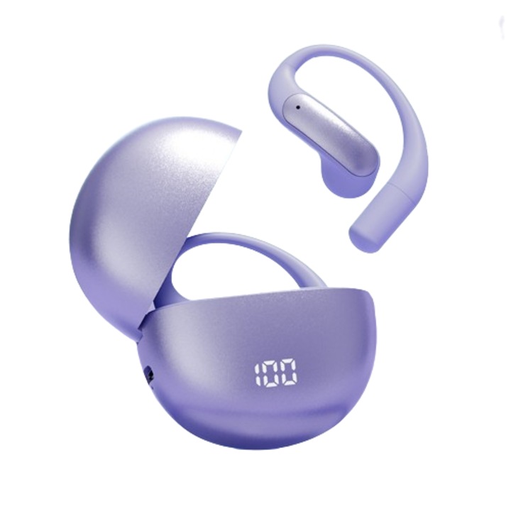 Vezeték nélküli fejhallgató, AI, fekete, félbehajtható kialakítás, akkumulátor kijelzővel