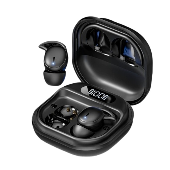 Vezeték nélküli fejhallgató, M72, fekete, fülbe helyezhető, ultrakönnyű, zajszigetelés