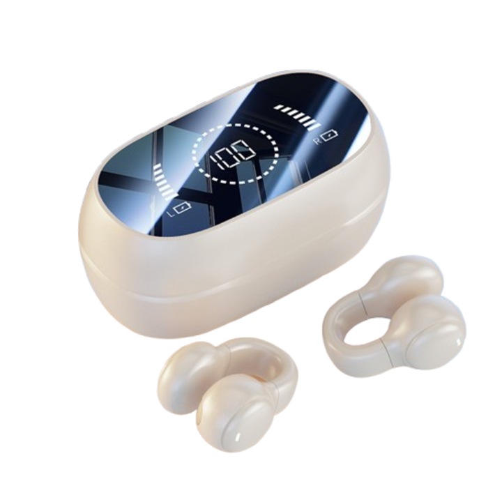 Vezeték nélküli fejhallgató, fekete, fülbe helyezhető kialakítás nélkül, Bluetooth 5.3, 480mAh