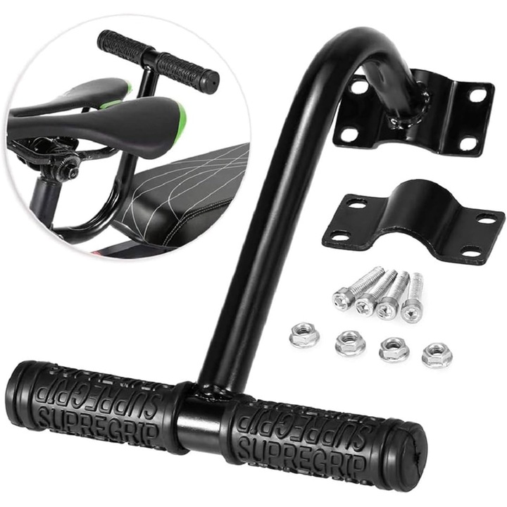 Детска седалка за велосипед, черна, 1 брой, метален материал, удобен дизайн