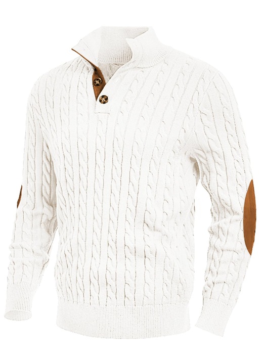 Мъжки пуловер, тъмносин, памук, размер L INTL, дълъг ръкав, с копчета