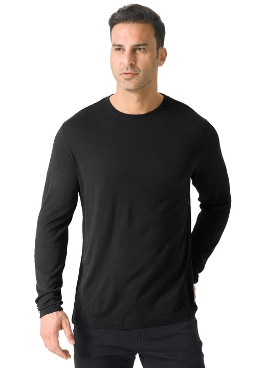 Мъжки пуловер, тъмносин, дълъг ръкав, 100% мериносово вълно, L INTL