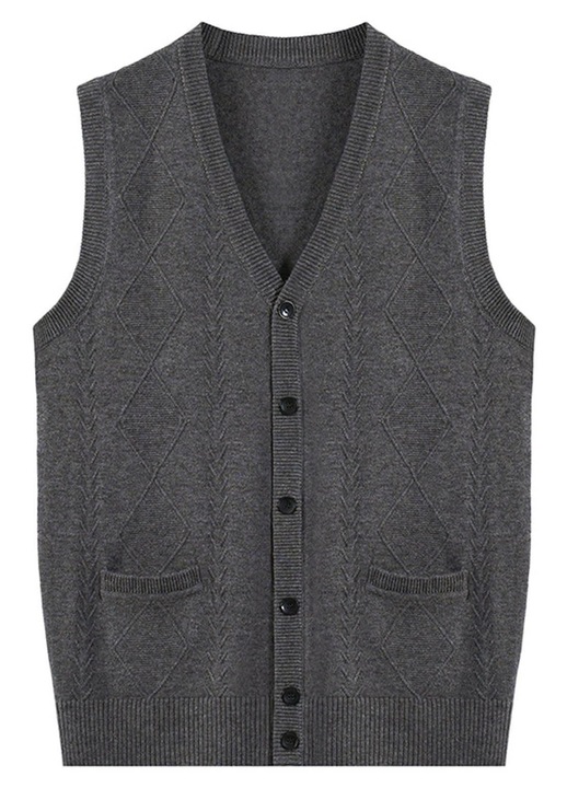 Мъжки пуловер, V-образно деколте, тъмносин, размер L INTL