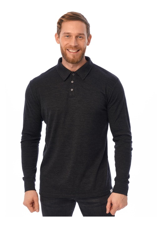 Мъжка поло риза, тъмносиньо, L INTL, 100% мериносово вълна