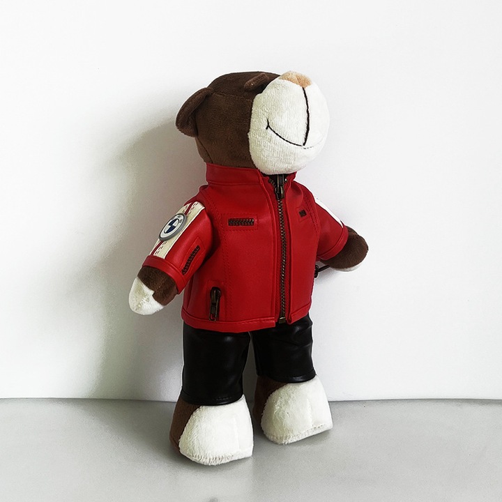 Jucarie de plus ursulet de curse, 28x14cm, piele rosie