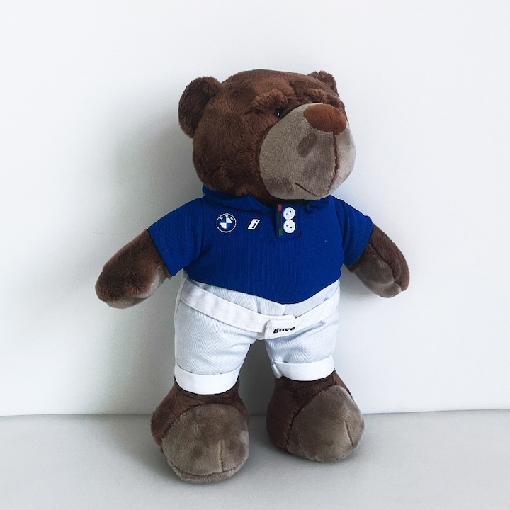 Jucarie de plus ursulet de curse, 28x14cm, albastru