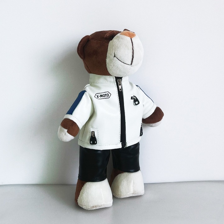 Jucarie de plus ursulet de curse, 28x14cm, piele alba