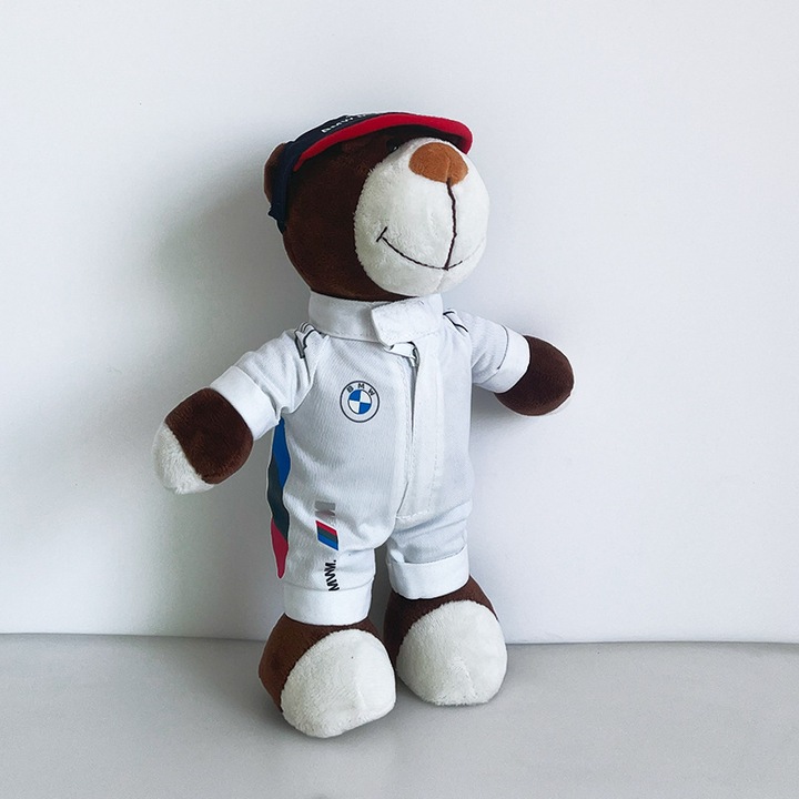 Jucarie de plus ursulet de curse, alb, 28x14cm