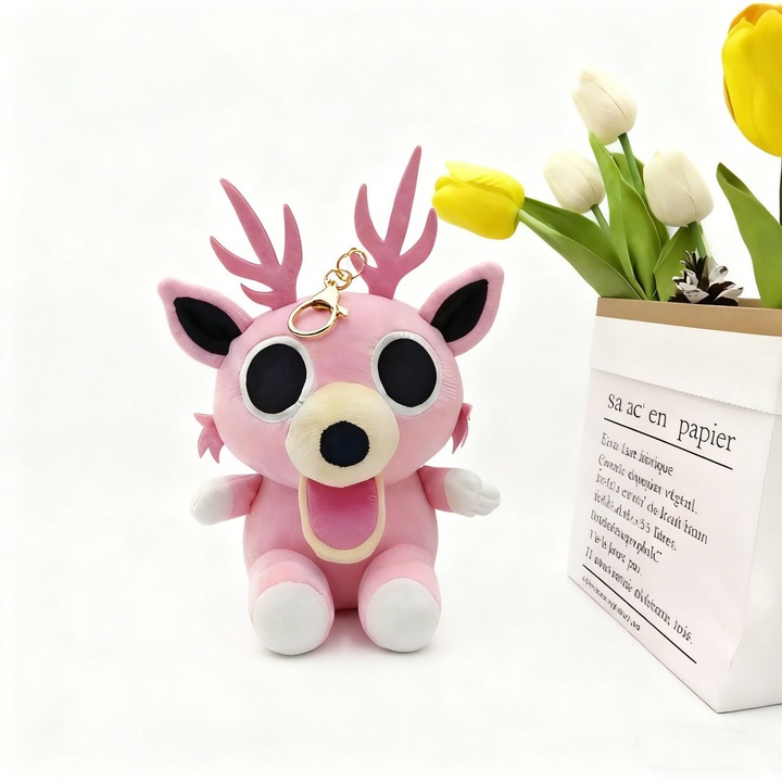 Jucarie de plus, Cute House No. 9, design adorabil, roz, 30x30cm