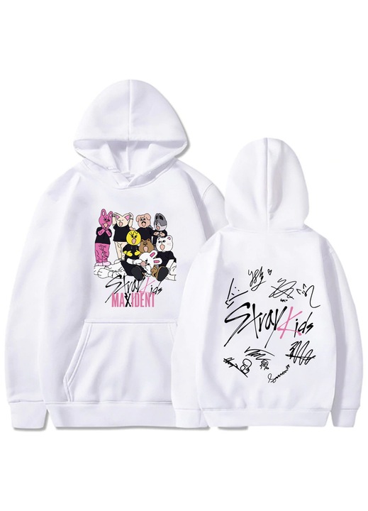 Hanorac barbati, Stray Kids, alb, fabricat moale