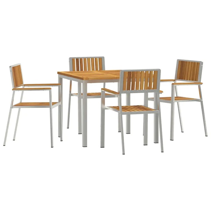 vidaXL Kültéri étkező szett 5 pcs Barna Tömör Akácfa 3334790