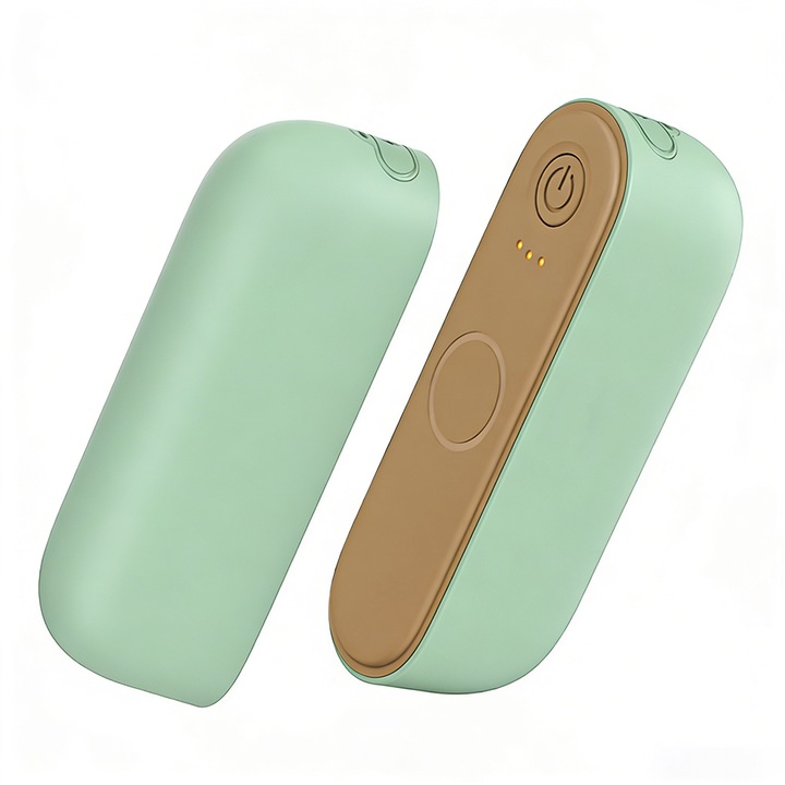 Incalzitor magnetic 2-in-1 pentru maini, YYHengCMU reincarcabil, 2x1200mAh, reglare a temperaturii pe 3 niveluri, incalzitor portabil de buzunar pentru maini, potrivit pentru utilizare in aer liber/in interior pe timp de iarna, verde