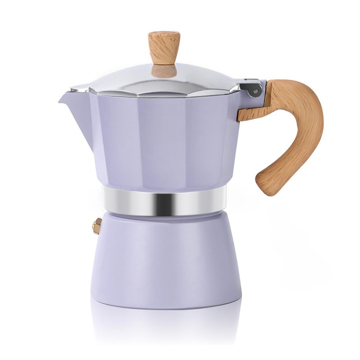 Кафемашина за еспресо за котлон YYHengCMU 3 чаши лилава 5oz преносима ръчна