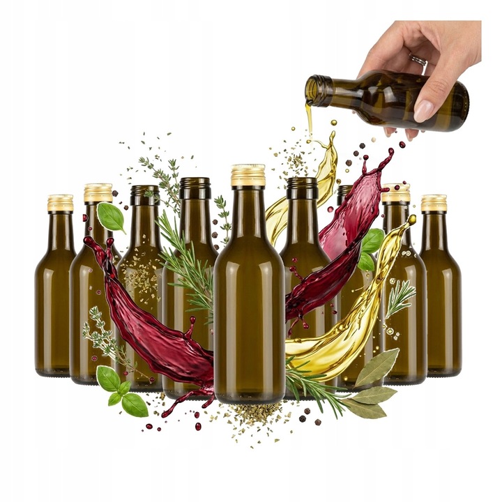 Set 50 sticle sticla 200ml, sticla inchisa, capac aurie, pentru vin, sucuri, mostre