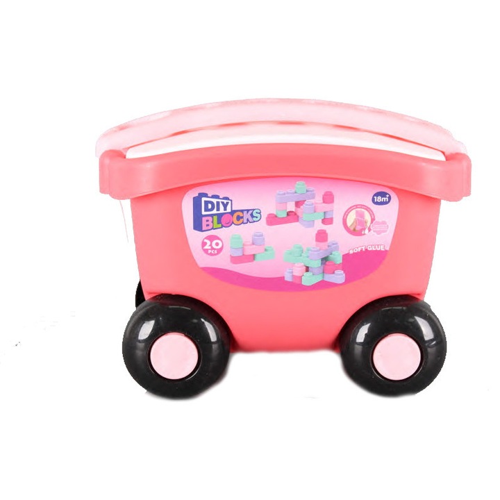 Constructor în cărucior, 20 de elemente, Roz