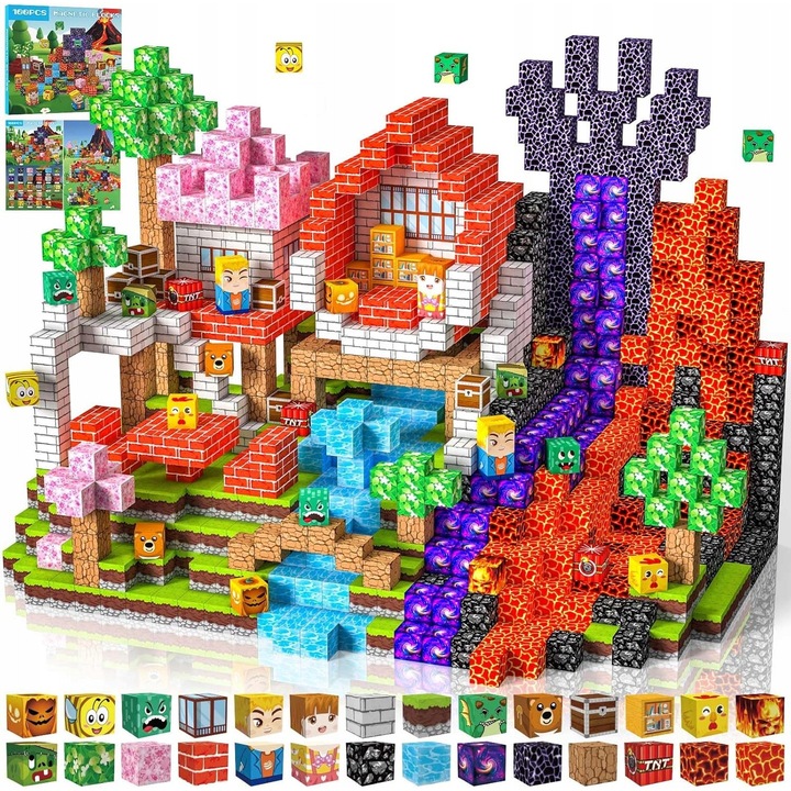 Set de constructie 100 piese magnetice, 28 culori, Montessori, sigure pentru copii
