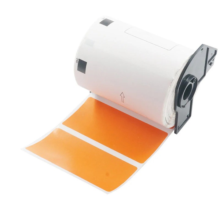 Hőpapíros címkék, Betckey, DK-11240, narancssárga, 102 x 51 mm, műanyag tartóval, Brother DK-11240 DK11240 kompatibilis