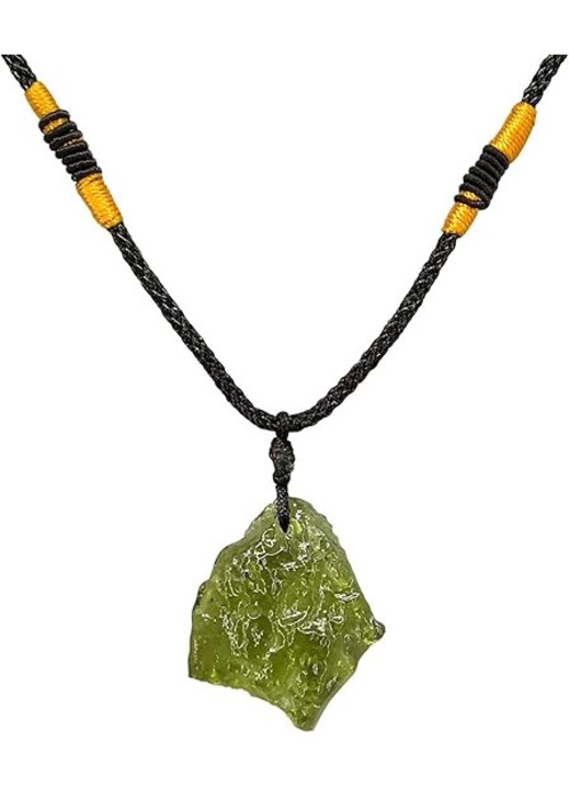 Colier cu cristale de moldavit pentru barbati si femei, pandantiv lucrat manual cu piatra neregulata, piatra energetica cristalina