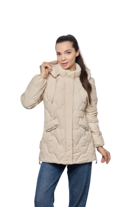 Női vízálló kapucnis kabát, bézs L INTL