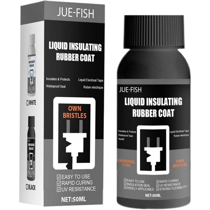 Banda termoizolantă lichidă JUE-FISH, impermeabilă, rezistență termică -80C/+200C, culoare neagră, capacitate 50 ml