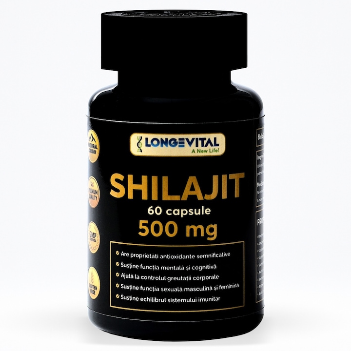 Shilajit Longevital® 500 mg, 60 kapszula, Tisztított kivonat, Energia és Vitalitás